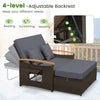 Costway Patio Furniture Wicker 3-in-1 Convertible Daybed to Loveseat with Ottoman Storage New
