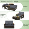 Costway Patio Furniture Wicker 3-in-1 Convertible Daybed to Loveseat with Ottoman Storage New