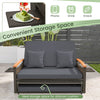 Costway Patio Furniture Wicker 3-in-1 Convertible Daybed to Loveseat with Ottoman Storage New