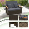 Costway Patio Furniture Wicker 3-in-1 Convertible Daybed to Loveseat with Ottoman Storage New