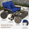 Costway Patio Furniture Wicker 3-in-1 Convertible Daybed to Loveseat with Ottoman Storage New