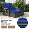 Costway Patio Furniture Wicker 3-in-1 Convertible Daybed to Loveseat with Ottoman Storage New