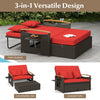 Costway Patio Furniture Wicker 3-in-1 Convertible Daybed to Loveseat with Ottoman Storage New