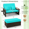 Costway Patio Furniture Wicker 3-in-1 Convertible Daybed to Loveseat with Ottoman Storage New
