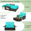 Costway Patio Furniture Wicker 3-in-1 Convertible Daybed to Loveseat with Ottoman Storage New