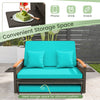 Costway Patio Furniture Wicker 3-in-1 Convertible Daybed to Loveseat with Ottoman Storage New