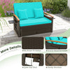 Costway Patio Furniture Wicker 3-in-1 Convertible Daybed to Loveseat with Ottoman Storage New