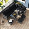 Costway Patio Furniture 7 PCS Dining Set with Ottomans Cushions and Glass Table New