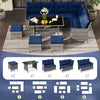 Costway Patio Furniture 7 PCS Dining Set with Ottomans Cushions and Glass Table New