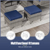 Costway Patio Furniture 7 PCS Dining Set with Ottomans Cushions and Glass Table New