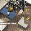 Costway Patio Furniture 7 PCS Dining Set with Ottomans Cushions and Glass Table New
