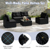Costway Patio Furniture 5-Piece Outdoor Set with Cushions Coffee Table and Rattan Frame New