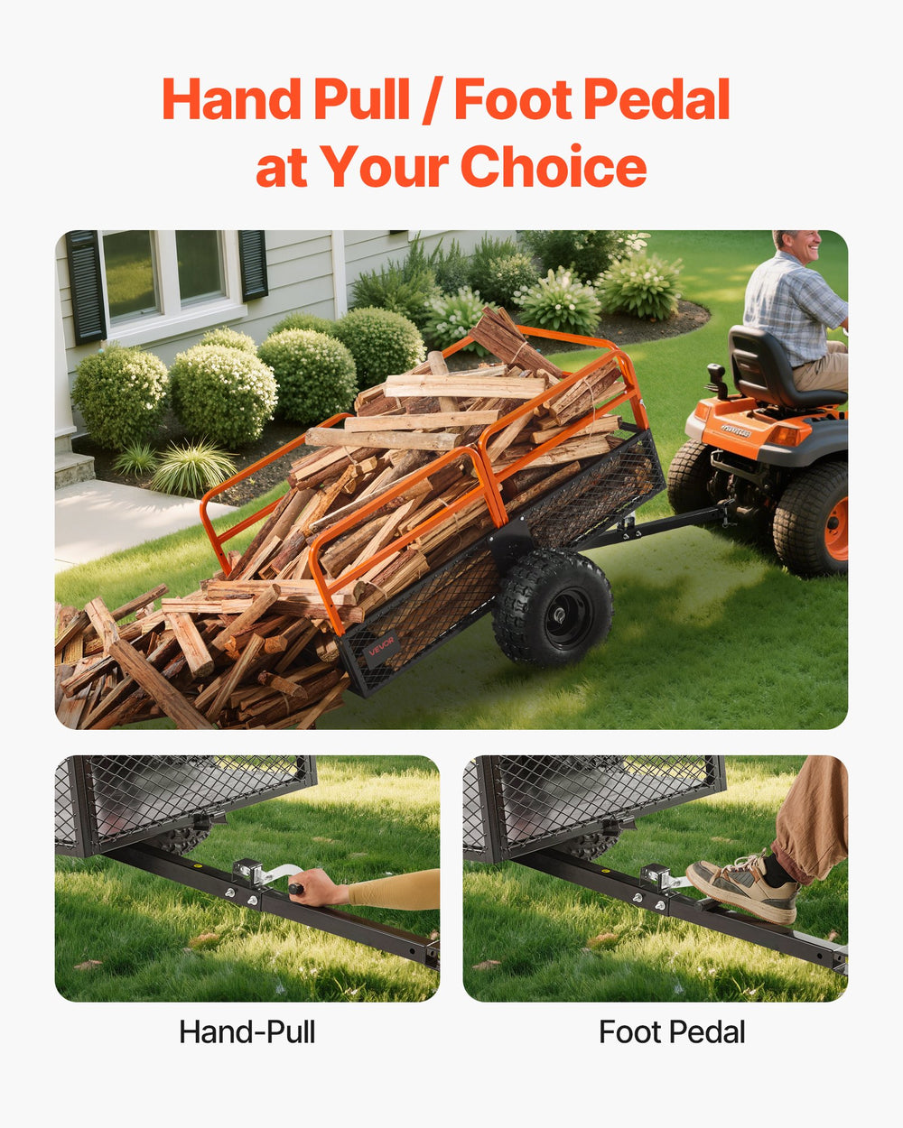 Vevor Steel Dump Trailer 28 Cu Ft 1800 Lb Capacity Tow Behind for ATV Mower New