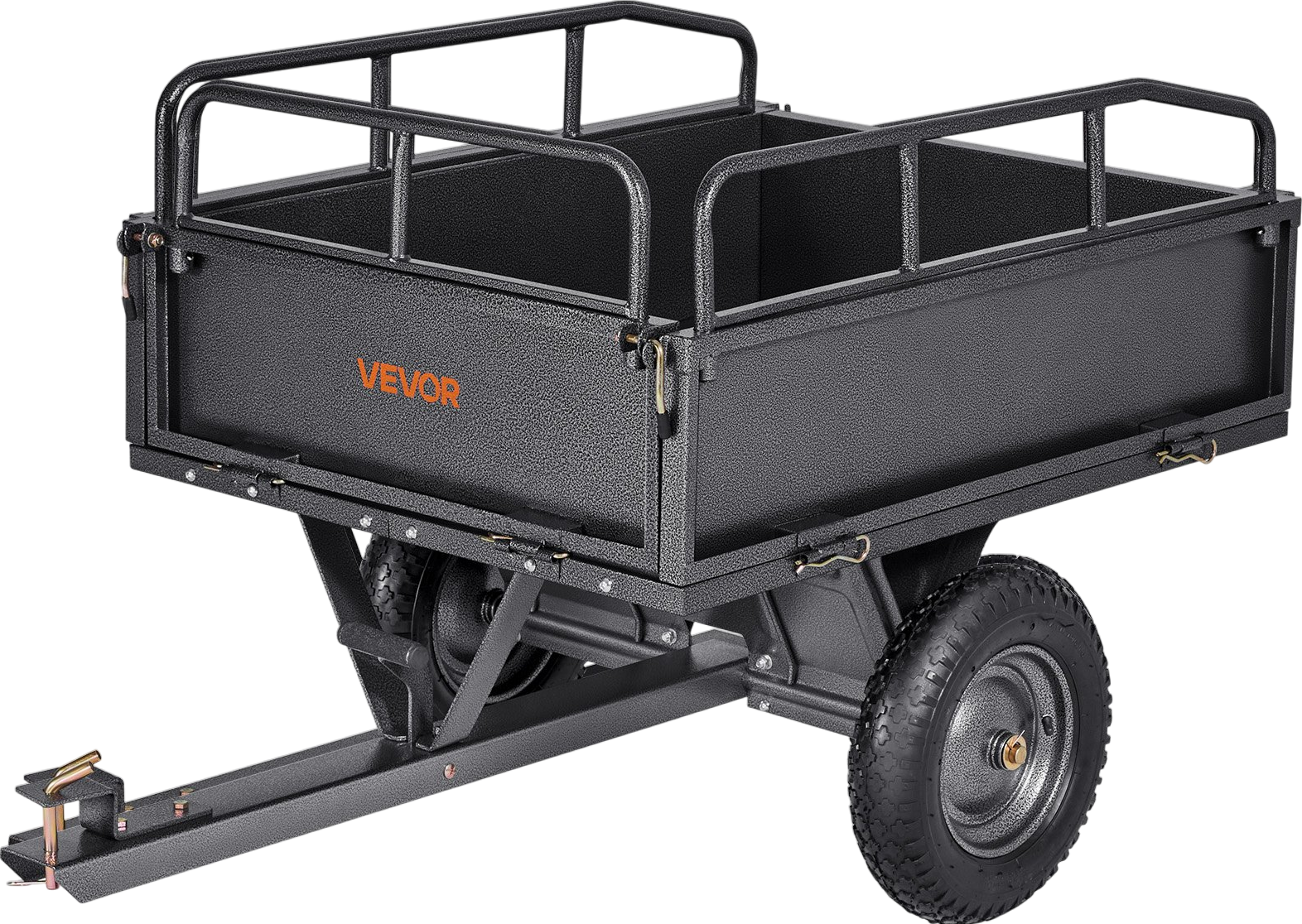 Vevor Steel Dump Cart 10 Cu Ft Heavy Duty 500 Lbs Capacity Tow Behind for ATV UTV Tractors New