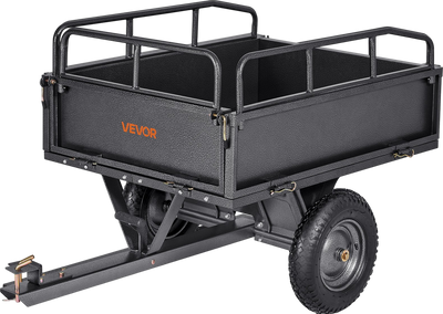 Vevor Steel Dump Cart 10 Cu Ft Heavy Duty 500 Lbs Capacity Tow Behind for ATV UTV Tractors New