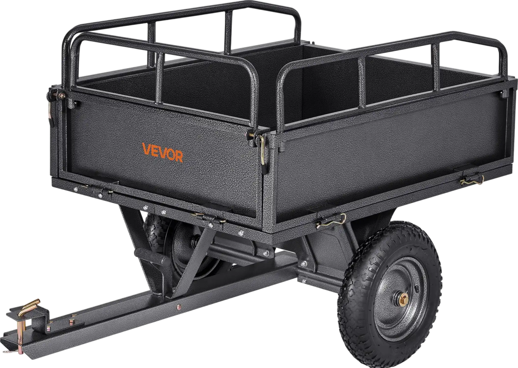 Vevor Steel Dump Cart 10 Cu Ft Heavy Duty 500 Lbs Capacity Tow Behind for ATV UTV Tractors New