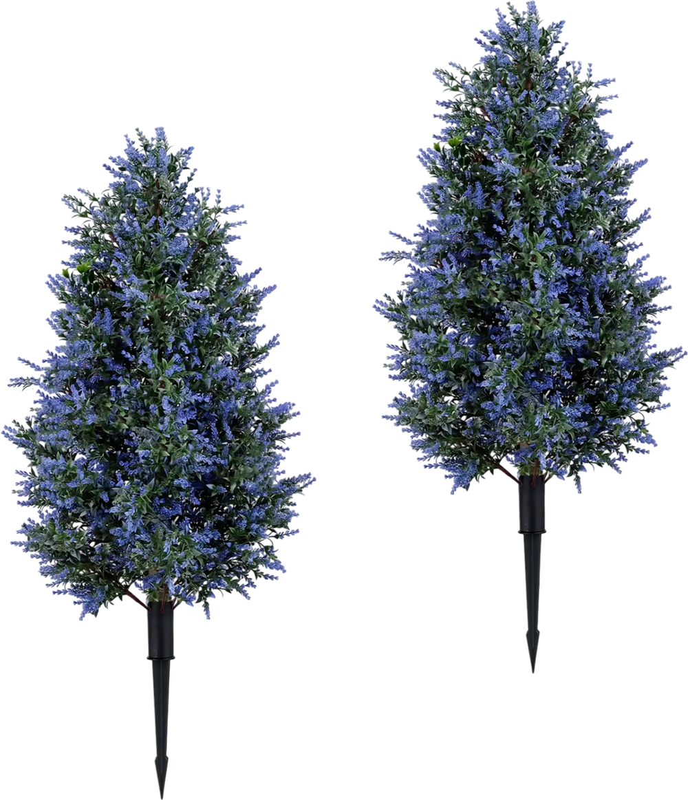 2 Pack 3.3 ft Artificial Lavender Topiary Trees with Ground Spikes for Indoor Outdoor