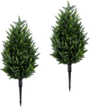 2 Pack 3 ft Artificial Cypress Topiary Trees with Ground Spikes for Indoor Outdoor