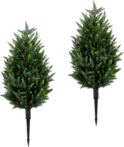 Costway 2 Pack 3' Artificial Cypress Topiary Trees w/ Ground Spikes Indoor Outdoor 98120785 New