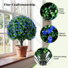 Artificial lavender boxwood topiary ball tree with purple flowers, 27.5", for vibrant outdoor patio decoration.