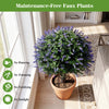 Artificial lavender boxwood topiary ball tree with purple flowers, ideal for maintenance-free indoor or outdoor.