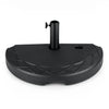 Half round patio umbrella base, 44 lbs, designed for 7-8 ft umbrellas, refillable with water or sand for stability.