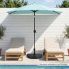 Half round patio umbrella base, 44 lbs, designed for stability with a classic diamond pattern, ideal for wall placement.