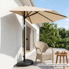 Half round patio umbrella base with adjustable knob, designed for 7-8 ft umbrellas, ideal for wall placement.