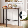 Half-moon console table in rustic brown features a sturdy metal frame, anti-tipping kits, and a warm wood grain finish.