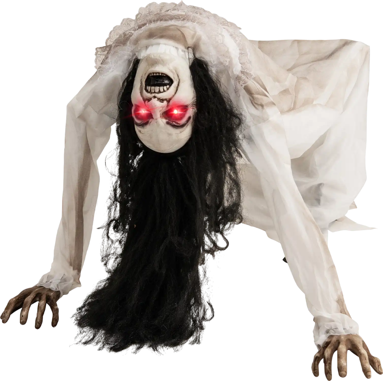 Costway Halloween Animatronic Crawling Woman Ghost LED Eyes Vocally Triggered 71439568 New