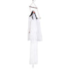 Hanging Halloween decoration features glowing eyes, spooky sounds, and a terrifying white robe for eerie ambiance.
