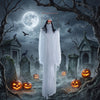 Creepy Halloween decoration features glowing eyes, spooky sounds, and a terrifying ghostly figure for haunting displays.