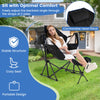 Hammock camping chair in black with adjustable backrest, retractable footrest, and head pillow for ultimate comfort.