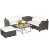 Single ottoman with soft cushion, made of hand-woven PE wicker, perfect for adding comfort to your outdoor seating area.