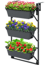 Three-tiered wall-mounted vertical planter in black with detachable hooks, designed for optimal airflow and drainage.