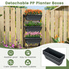 Vertical wall-mounted planter with three detachable black PP boxes, adjustable height, and weather-proof design for.