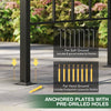 Anchored plates with pre-drilled holes for the Hardtop Grill Gazebo, includes stakes and expansion screws for secure.