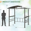 Hardtop grill gazebo dimensions with vented polycarbonate roof, side shelves, and reinforced frame for outdoor cooking.