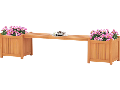 Costway Hardwood Planter Box Garden Bench w/ 2 Side Flower Boxes 65772270 New