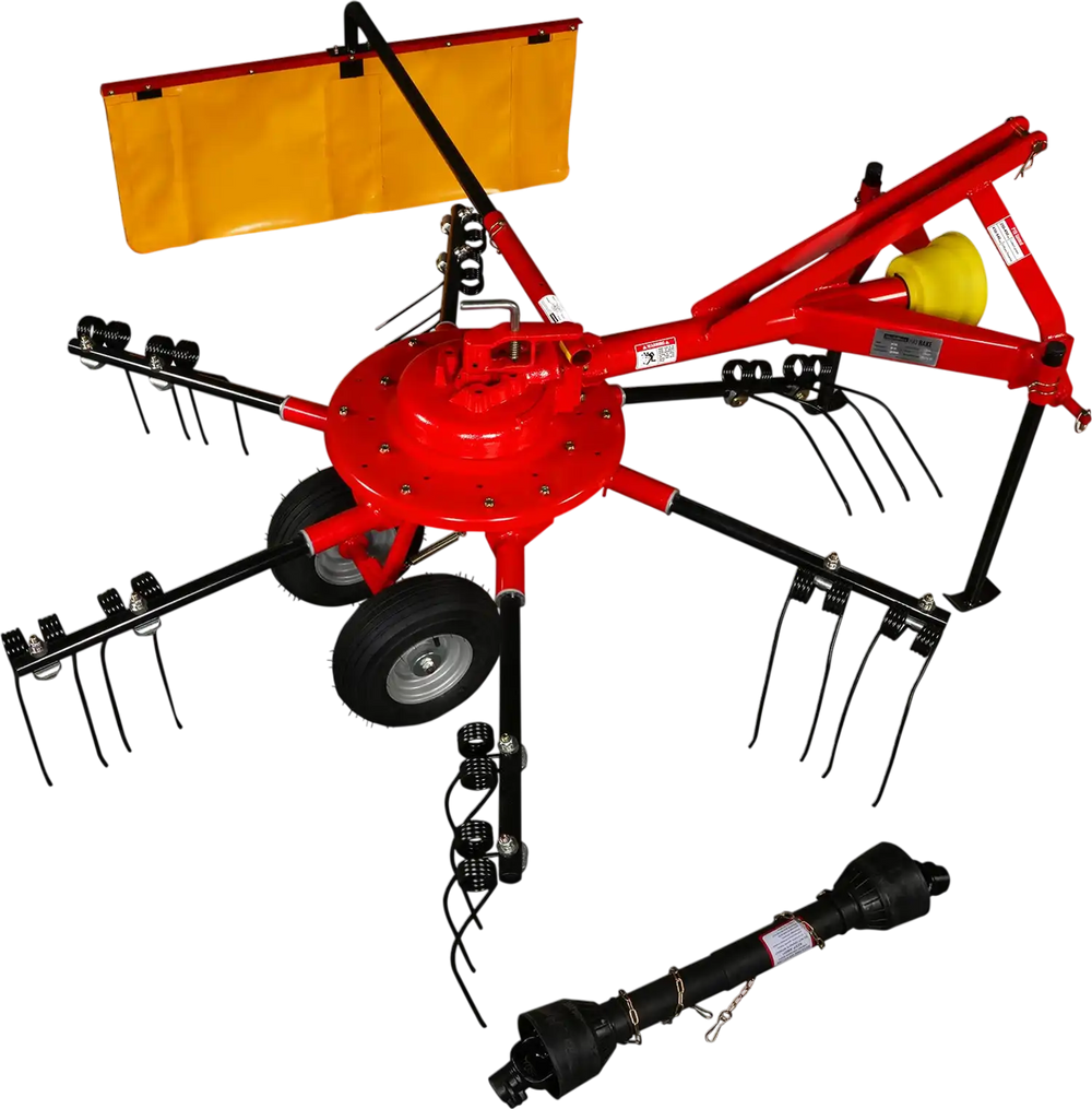 100" Mechmaxx 3-Point Hitch 6 Rotary Pull-Type Hay Rake Tedder ,  15-50Hp ,  HT100
