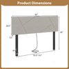 Geometric upholstered headboard in gray, 63" wide, with USB and AC outlets for full and queen size beds.