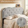 Tufted upholstered headboard in gray for queen and full size beds, featuring USB and Type-C ports for convenient.