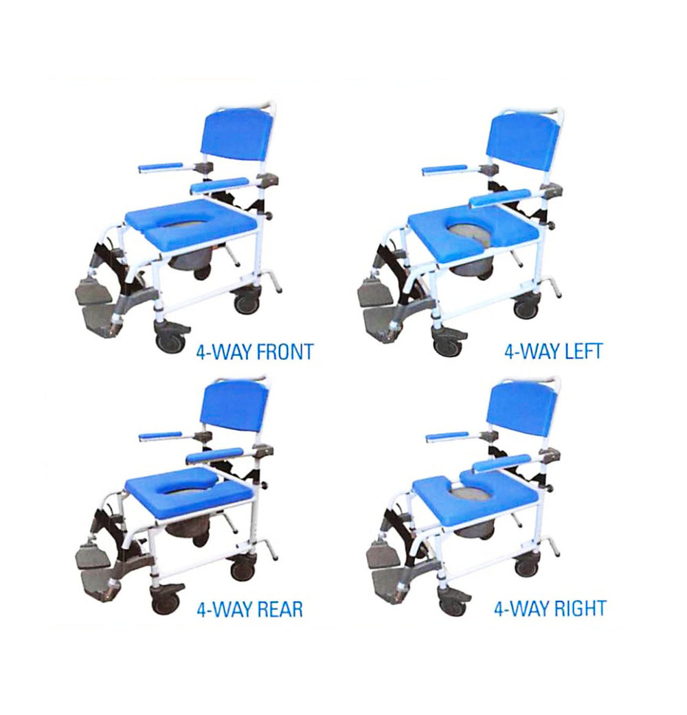 Healthline Medical EZee Life 180 18" Aluminum Shower Commode Chair 24" Rear Wheels Non-Tilt New