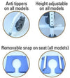 Healthline Medical EZee Life 180 18" Aluminum Shower Commode Chair Non-Tilt New