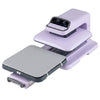 Heat press machine in purple with 15x15 inch plate, auto release, and adjustable temperature for T-shirt transfers.