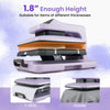 Heat press machine in purple with 1.8-inch height, suitable for T-shirts and hoodies, featuring dual-tube heating.