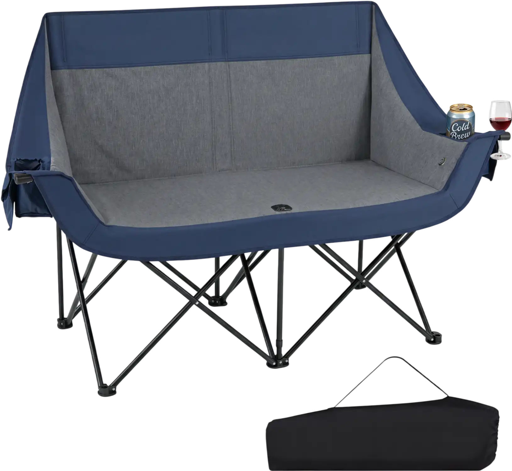 Costway Heated Double Camping Chair 4 Heating Zones Wine Glass Holders 67333349 New