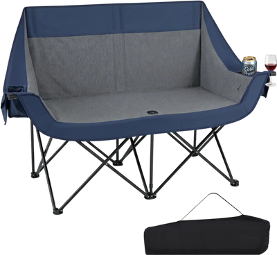Costway Heated Double Camping Chair 4 Heating Zones Wine Glass Holders 67333349 New