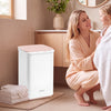 Heated towel warmer with a stainless steel inner liner, 20L capacity, and child lock for safe bathroom use.