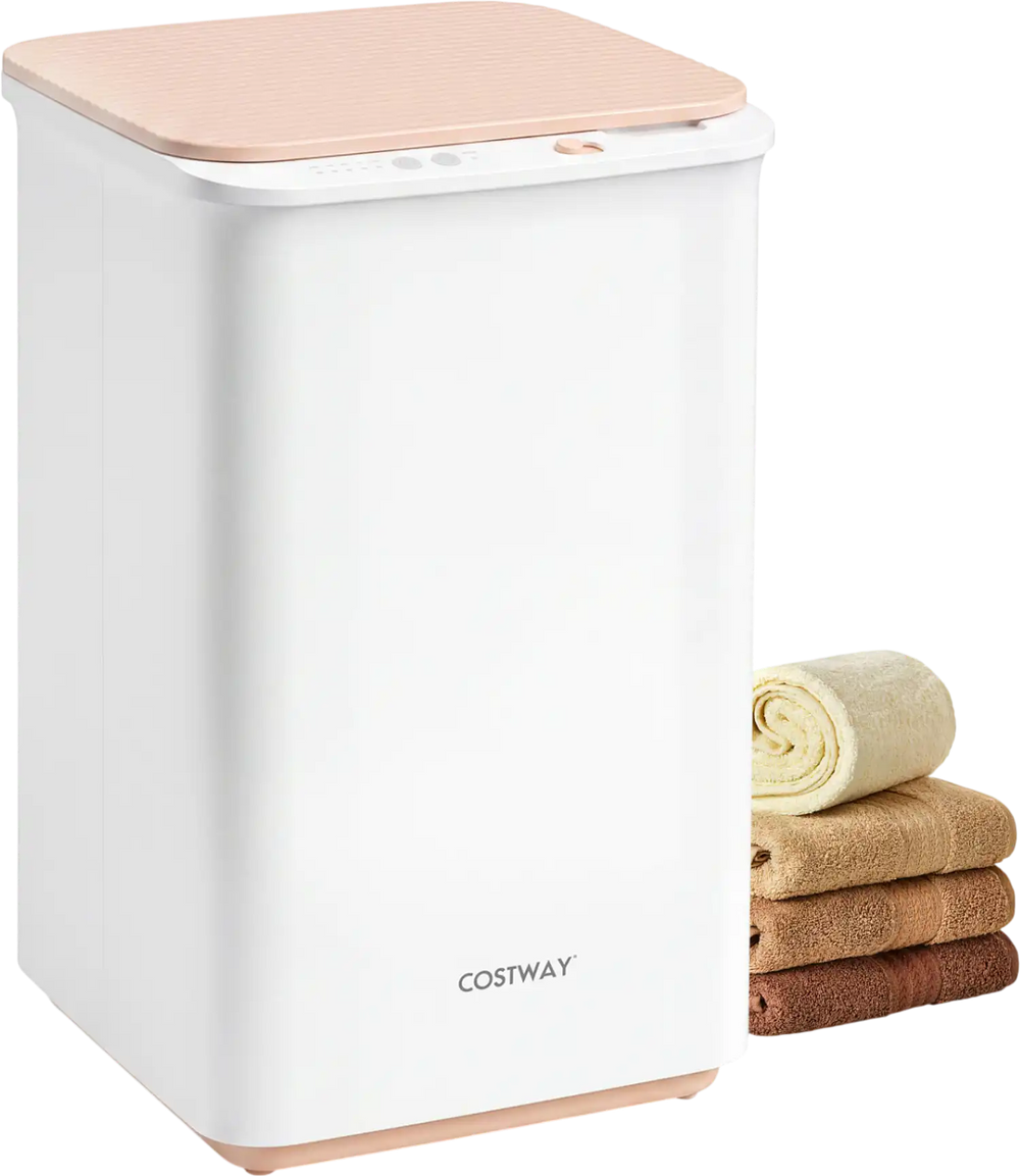 Heated towel warmer with a 20L capacity, stainless steel liner, and 4 timer settings for spa-like comfort in bathrooms.